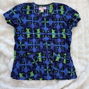Koi Purple and Green Patterned Top